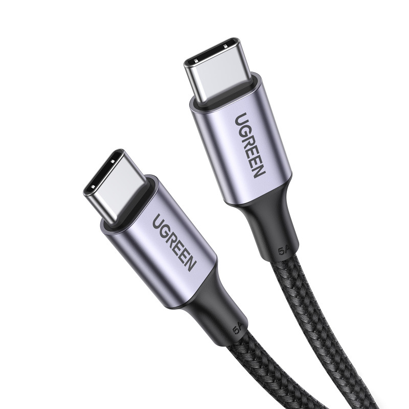 Pintas USB-C laidas 5A 480Mb/ s 0,5m juodos ir pilkos spalvos