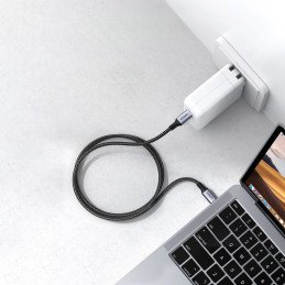 
Pintas USB-C laidas 5A 480Mb/ s 0,5m juodos ir pilkos spalvos
