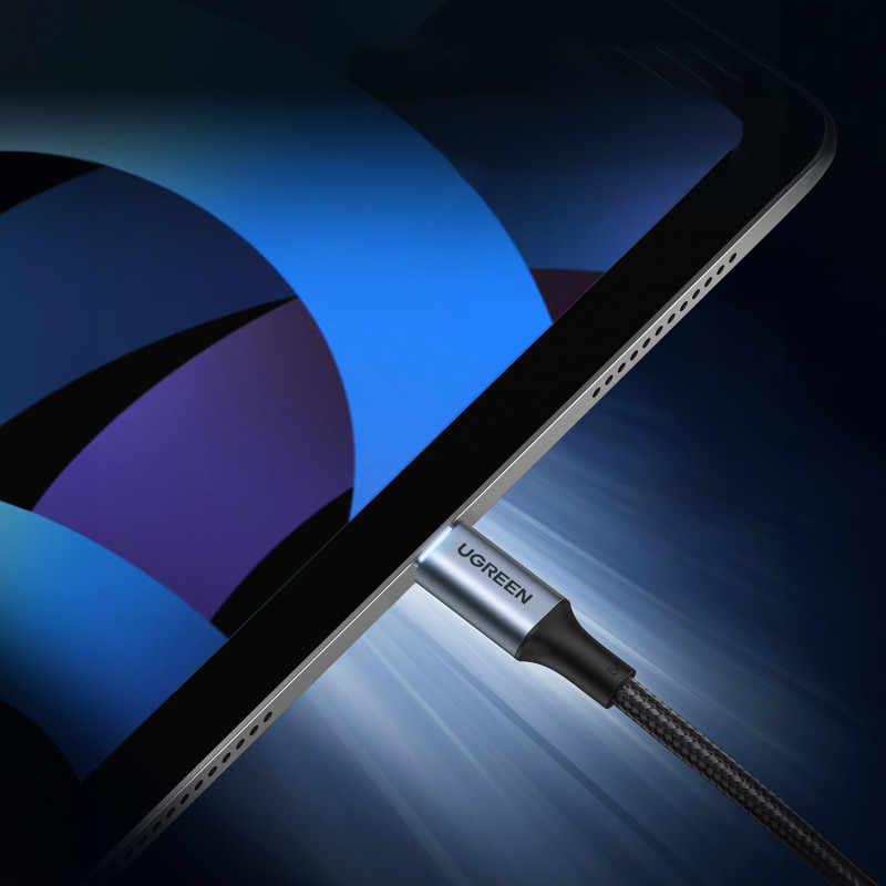 Pintas USB-C laidas 5A 480Mb/ s 0,5m juodos ir pilkos spalvos