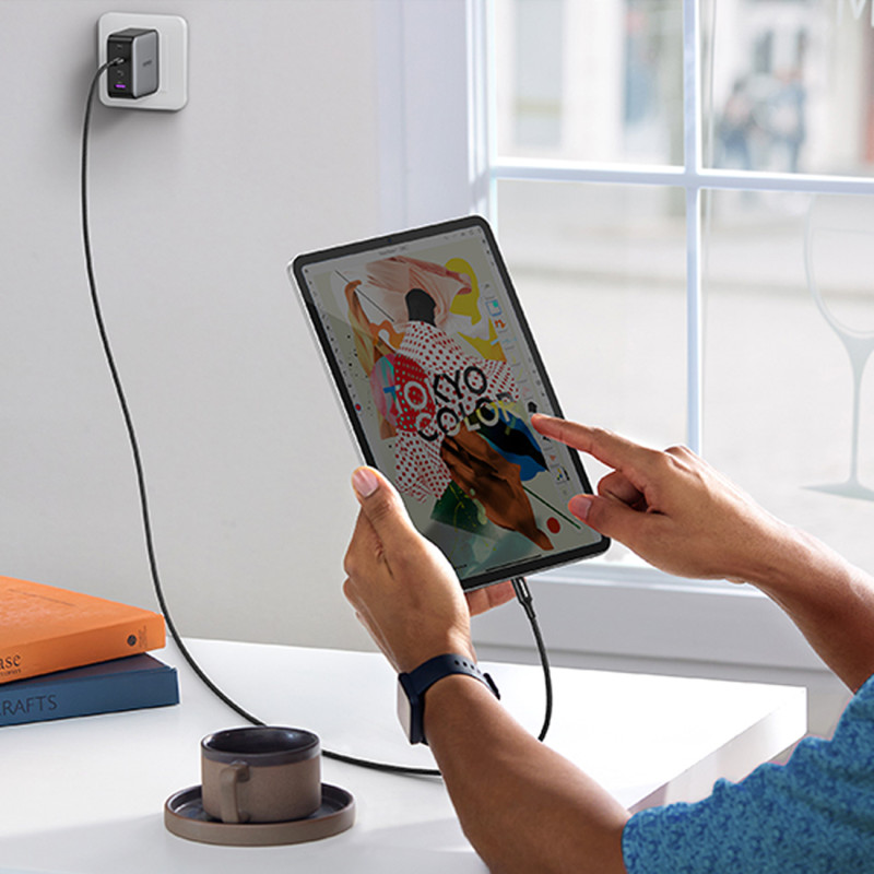 Pintas USB-C laidas PD 100W 5A 480Mb/ s 1m juodas
