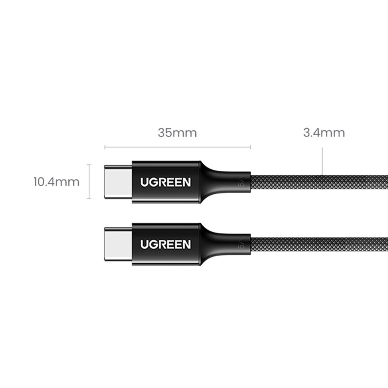 Pintas USB-C laidas PD 100W 5A 480Mb/ s 1m juodas