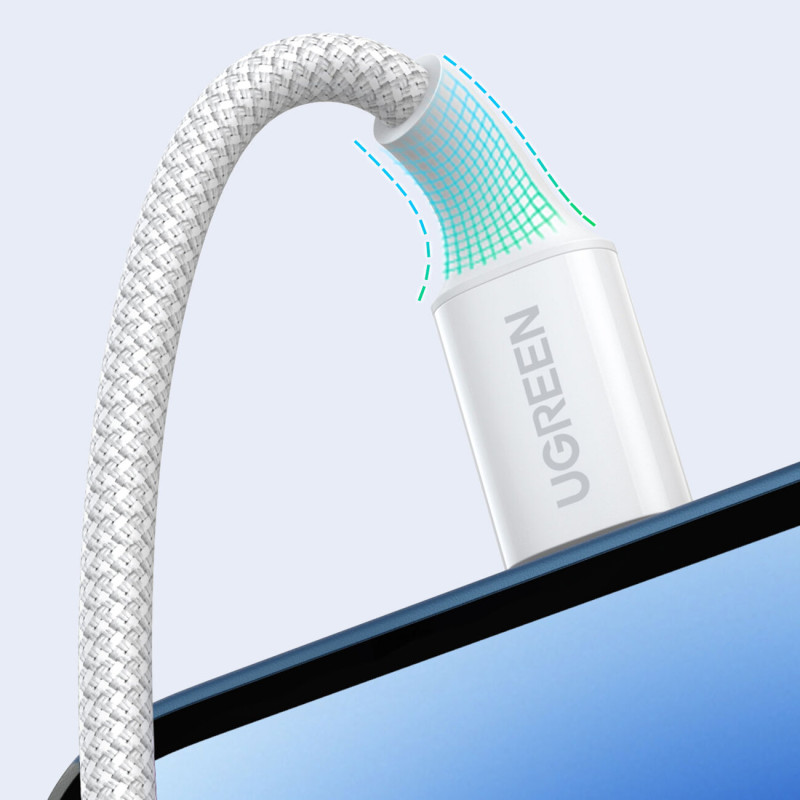 Pintas USB-C laidas PD 100W 5A 480Mb/ s 0,5m baltas