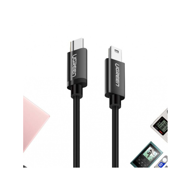 USB-C - miniUSB laidas 480Mbps 1m juodas