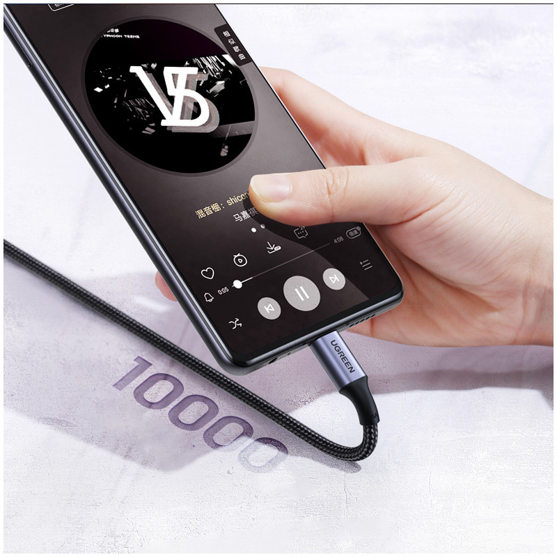 Kampinis USB-C PD QC laidas 100W 5A 1m juodas
