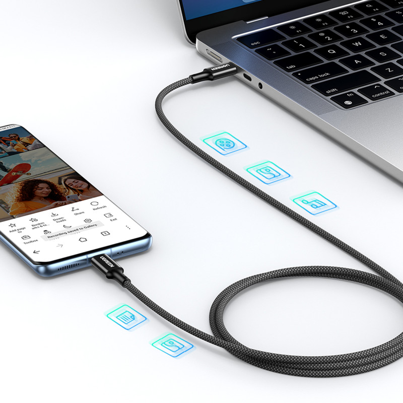 USB-C laidas 100W 5A PD 480Mbps 2m juodas