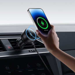 
Automobilinis laikiklis su 15W indukciniu įkrovikliu oro angai, juodas
