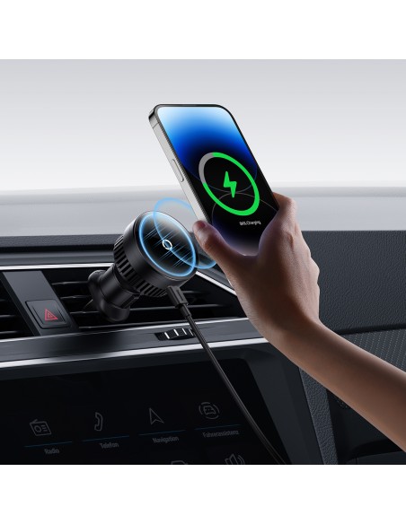 
Automobilinis laikiklis su 15W indukciniu įkrovikliu oro angai, juodas
