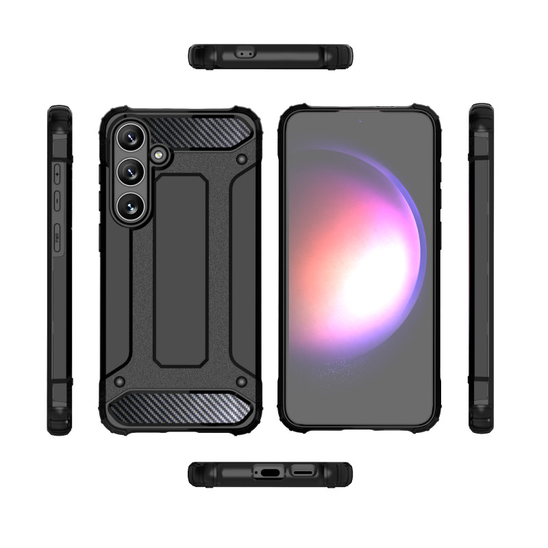 Sustiprintas šarvuotas dėklas Samsung Galaxy S24 Hybrid Armor, juodas