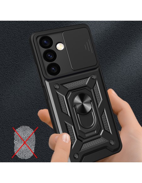 
Dėklas su fotoaparato dangteliu, skirtas Samsung Galaxy S24 Hybrid Armor Camshield, juodas

