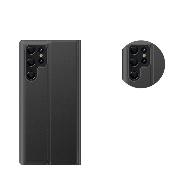 Naujas „Sleep View“ dėklo dangtelis, skirtas Samsung S24 Ultra su magnetiniu atvartu, juodas