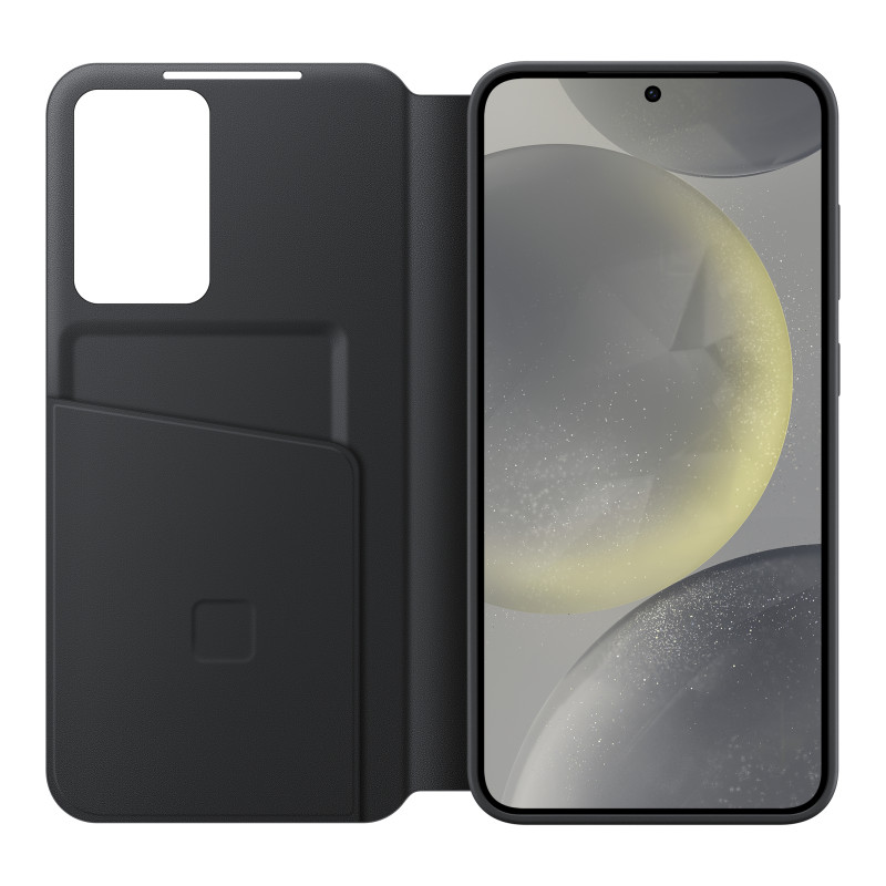 Originalus dėklas, dangtelis Samsung Galaxy S24, Smart View Wallet kortelės lizdas, juodas