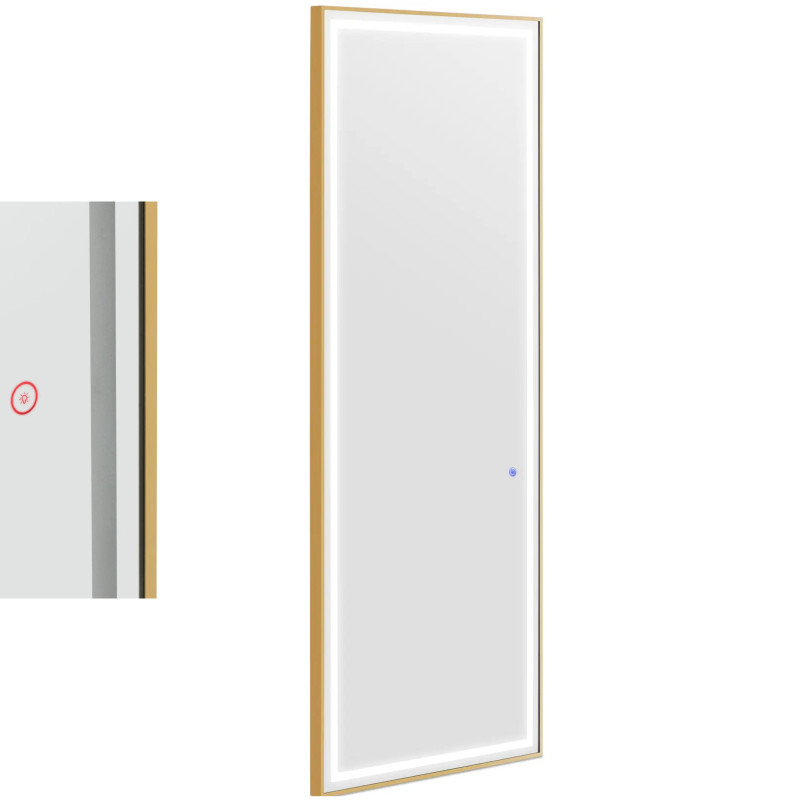 
Konsolinis kirpyklos konsolinis veidrodis su LED apšvietimu, stačiakampis 180 x 70 cm - auksinis
