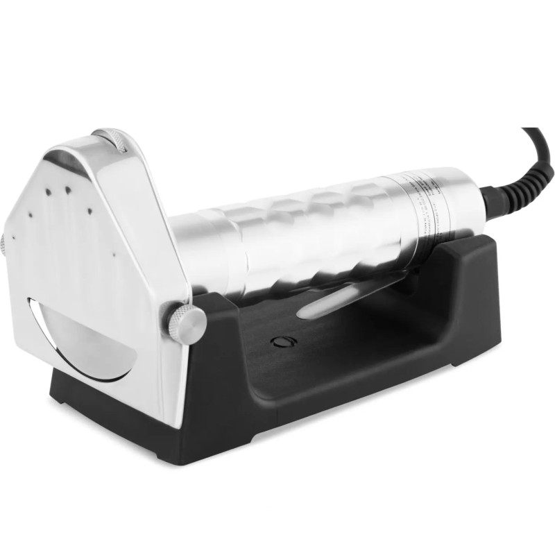 Elektrinis kebabo peilis mėsai, lygus, dantytas, su galąstuvu ir stovu, 0-6 mm, 80 W