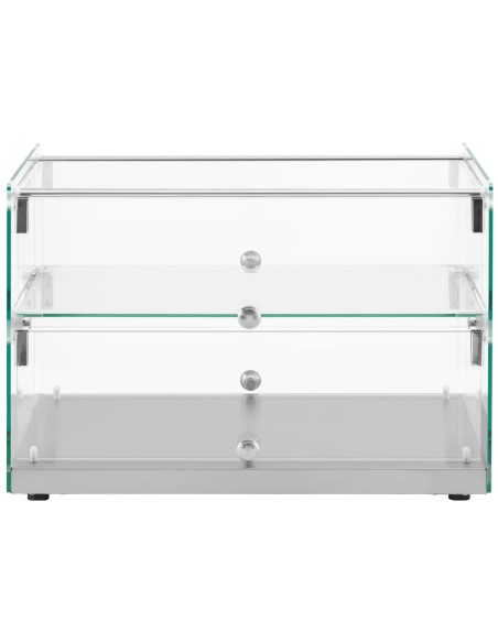 
Konditerijos bufeto vitrina tortams, desertams, bandeliams, stiklinė, 2 lentynos, 50 l
