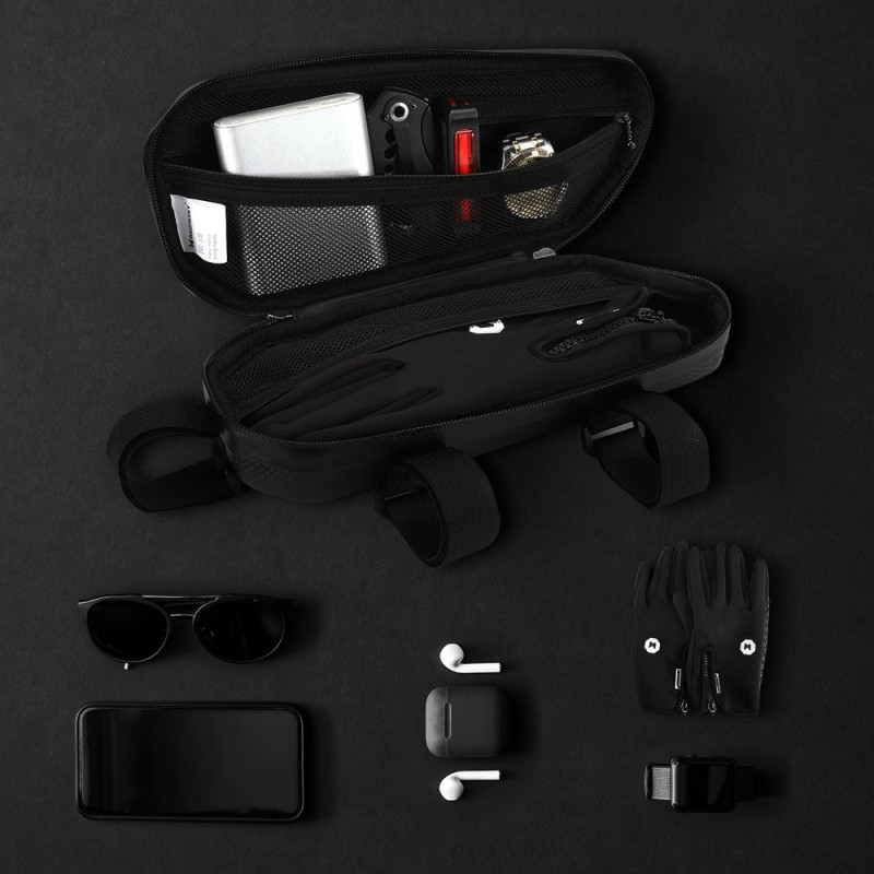 Dviračio rėmo krepšys 1,5 l juodas