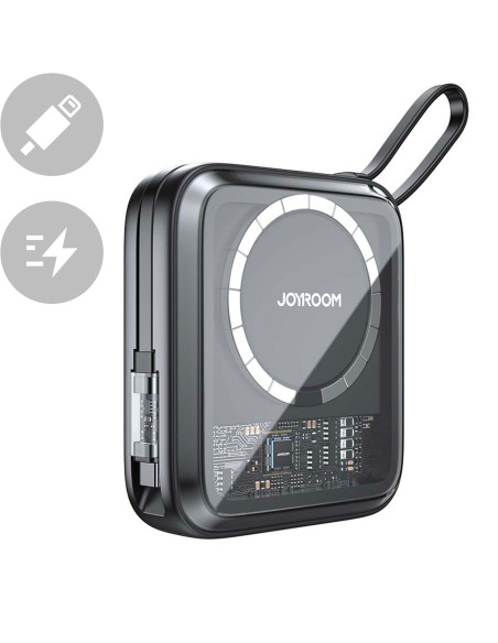 Indukcinis maitinimo blokas 10 000 mAh Icy Series 22,5 W su USB-C kabeliu juodas