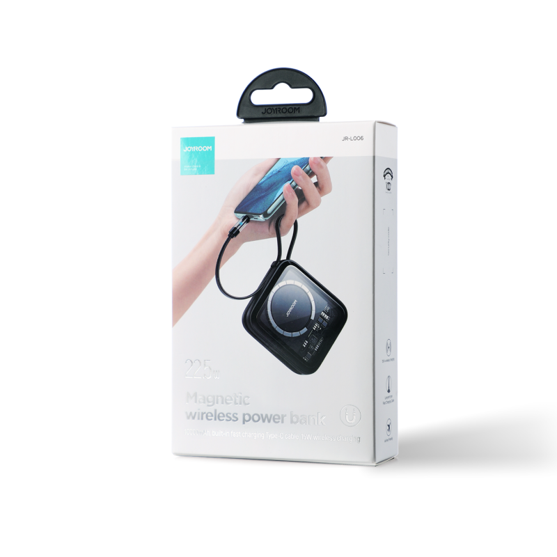 Indukcinis maitinimo blokas 10 000 mAh Icy Series 22,5 W su USB-C kabeliu juodas