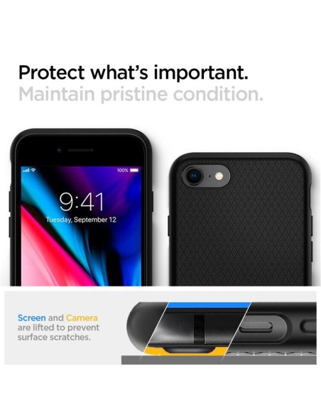 Spigen Liquid Air dėklas, skirtas iPhone 7 / 8 / SE 2020 / SE 2022 - juodas Spigen Liquid Air dėklas, skirtas iPhone 7 / 8 / SE 2020 / SE 2022 - juodas