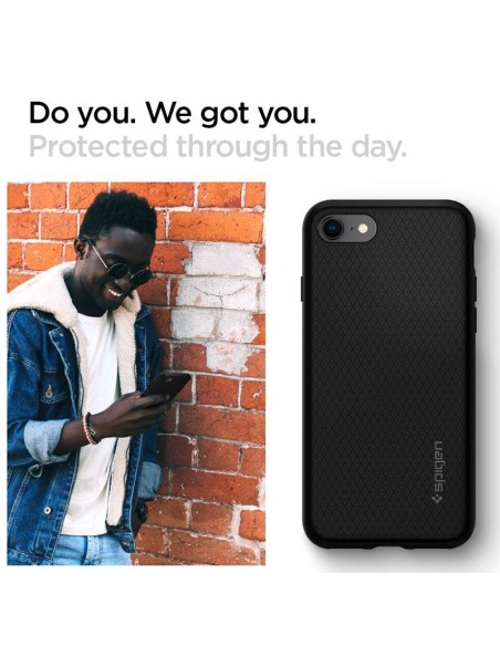 Spigen Liquid Air dėklas, skirtas iPhone 7 / 8 / SE 2020 / SE 2022 - juodas Spigen Liquid Air dėklas, skirtas iPhone 7 / 8 / SE 2020 / SE 2022 - juodas