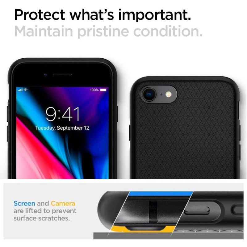 Spigen Liquid Air dėklas, skirtas iPhone 7 / 8 / SE 2020 / SE 2022 - juodas
