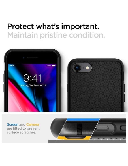 Spigen Liquid Air dėklas, skirtas iPhone 7 / 8 / SE 2020 / SE 2022 - juodas Spigen Liquid Air dėklas, skirtas iPhone 7 / 8 / SE 2020 / SE 2022 - juodas