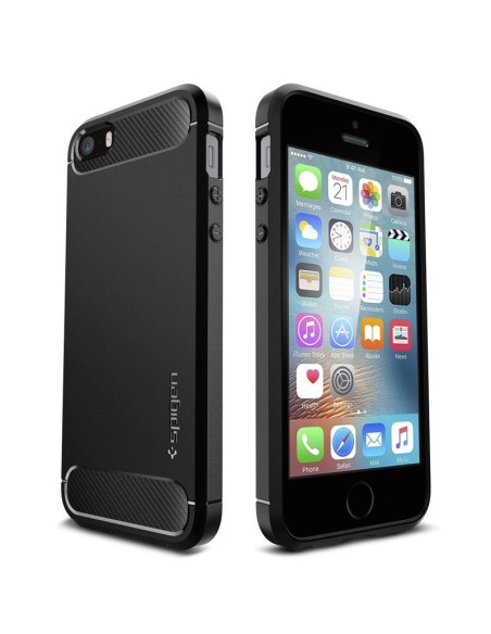 Spigen Rugged Armor dėklas iPhone 5S / SE - juodas Spigen Rugged Armor dėklas iPhone 5S / SE - juodas