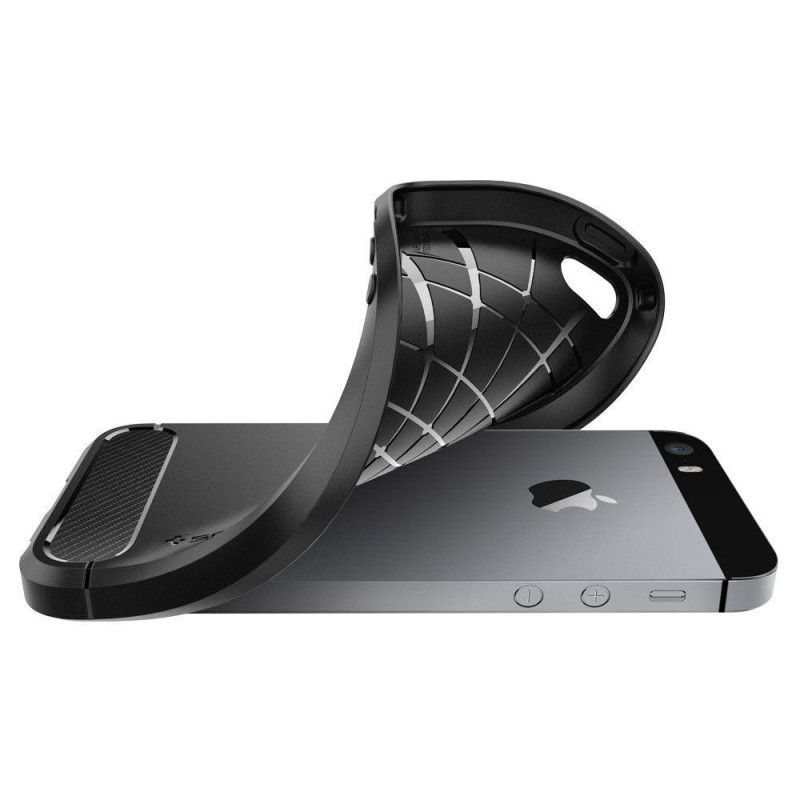 Spigen Rugged Armor dėklas iPhone 5S / SE - juodas