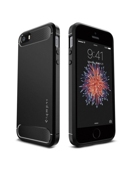 Spigen Rugged Armor dėklas iPhone 5S / SE - juodas Spigen Rugged Armor dėklas iPhone 5S / SE - juodas