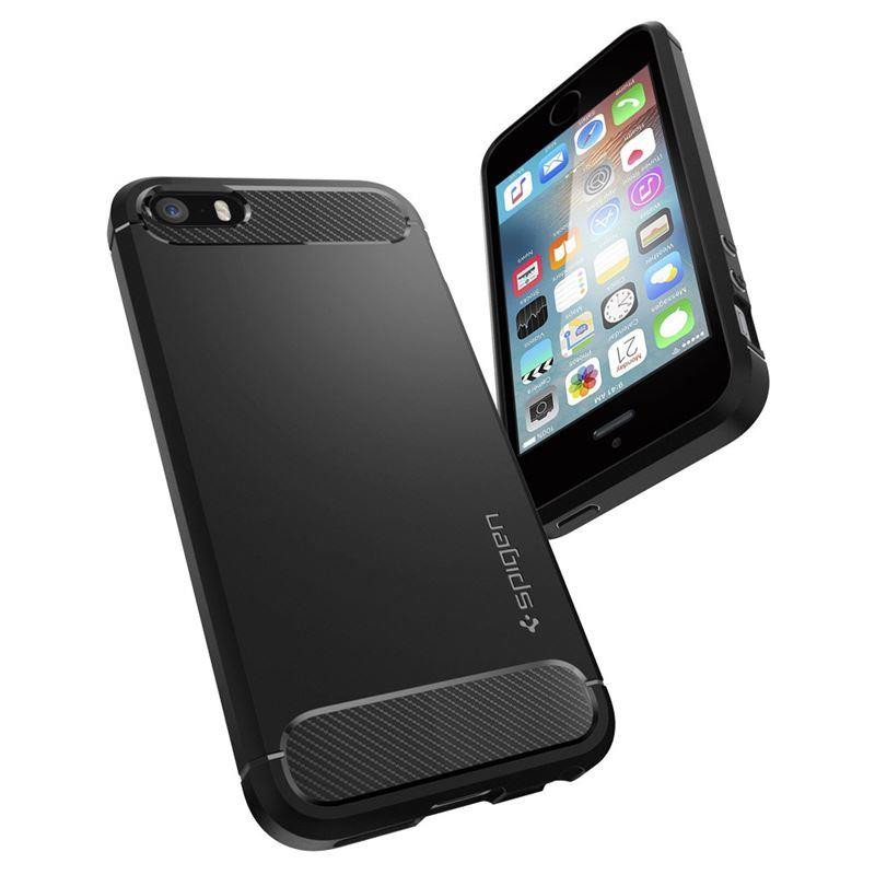 Spigen Rugged Armor dėklas iPhone 5S / SE - juodas