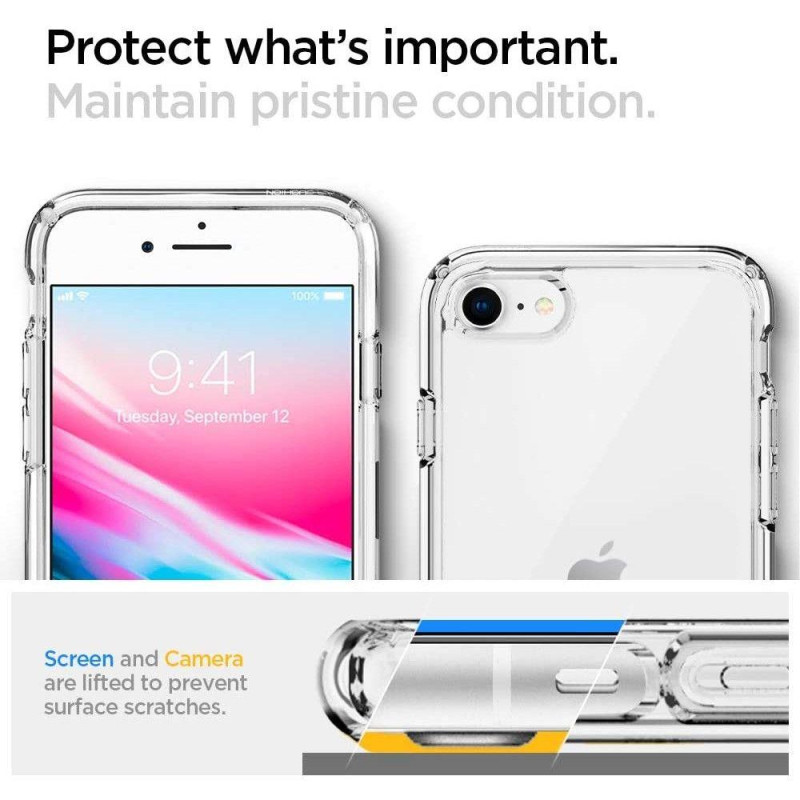 Spigen Ultra Hybrid dėklas, skirtas iPhone 7 / 8 / SE 2020 / SE 2022 - skaidrus
