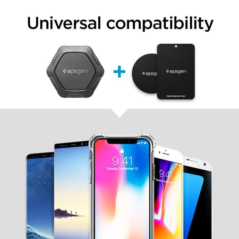Spigen QS24 telefono laikiklis CD lizdui automobilyje, magnetinis - juodas
