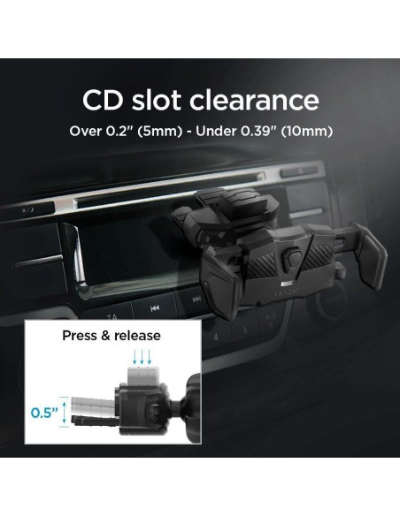 Spigen TMS24 telefono laikiklis CD lizdui automobilyje - juodas Spigen TMS24 telefono laikiklis CD lizdui automobilyje - juodas