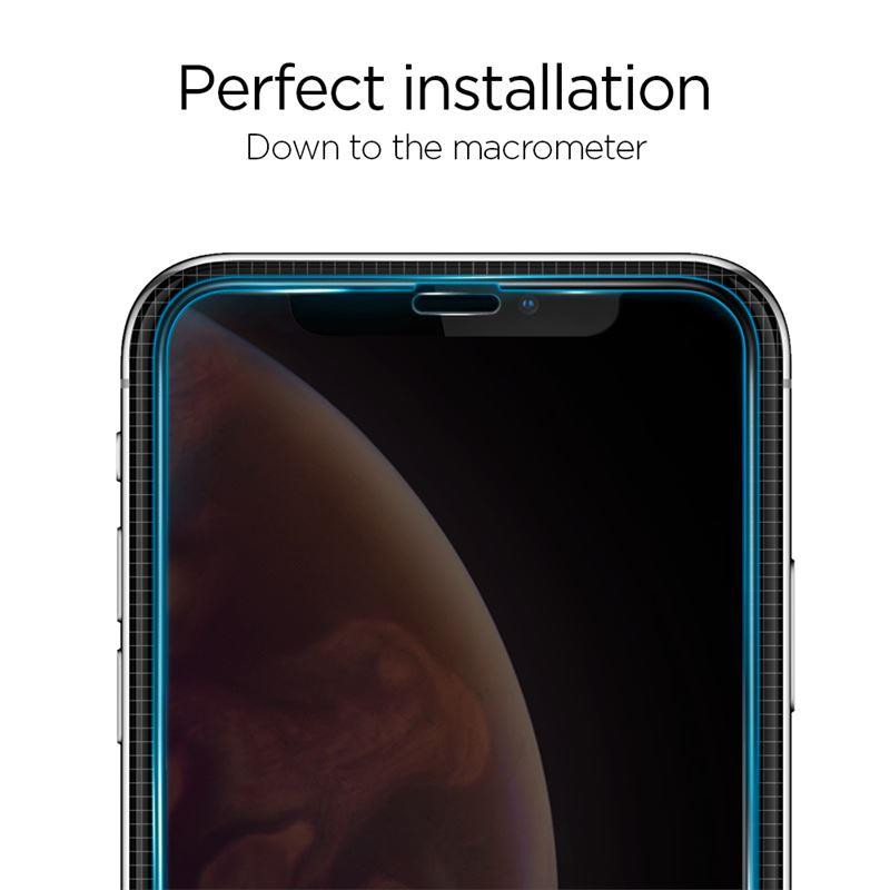 Spigen Glass FC grūdintas stiklas su juodu rėmeliu, skirtas iPhone X/ XS/ 11 Pro