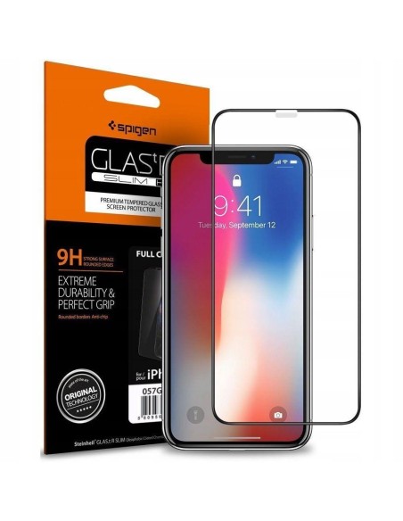 Spigen Glass FC grūdintas stiklas skirtas iPhone 11 / XR - juodas Spigen Glass FC grūdintas stiklas skirtas iPhone 11 / XR - juodas