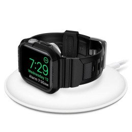 „Spigen Rugged Armor Pro“ dėklas su dirželiu, skirtas Apple Watch 4/ 5/ 6/ 7/ 8/ SE (44/ 45 mm) – juodas