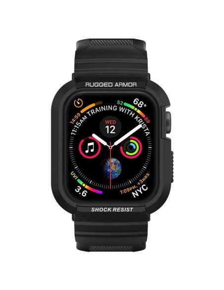 „Spigen Rugged Armor Pro“ dėklas su dirželiu, skirtas Apple Watch 4/ 5/ 6/ 7/ 8/ SE (44/ 45 mm) – juodas „Spigen Rugged Armor Pro“ dėklas su dirželiu, skirtas Apple Watch 4/ 5/ 6/ 7/ 8/ SE (44/ 45 mm) – juodas