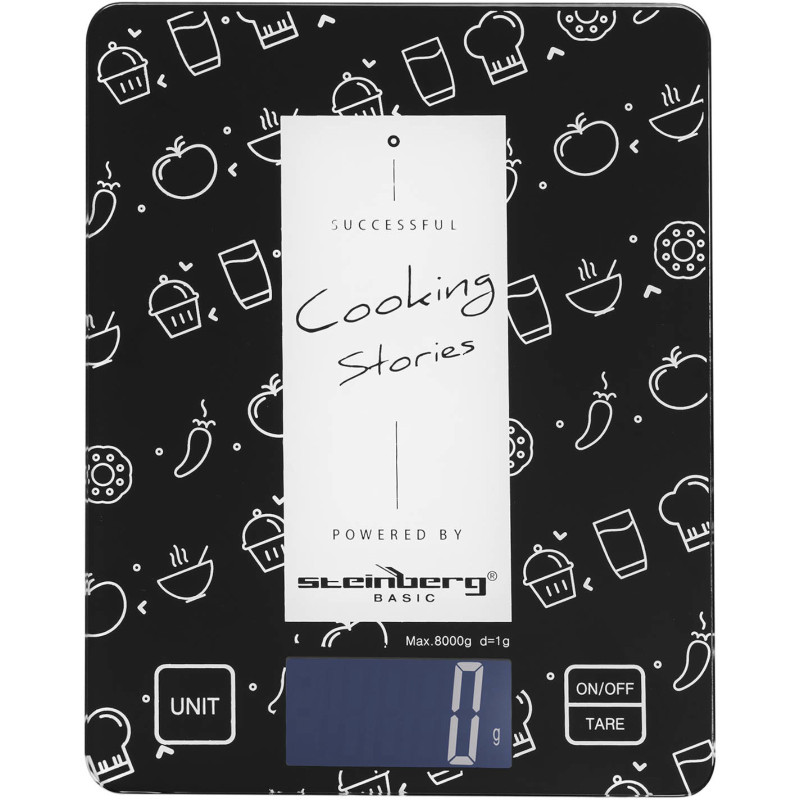 Elektroninės stalinės svarstyklės iš LCD stiklo 22 x 17 cm 8 kg / 1 g