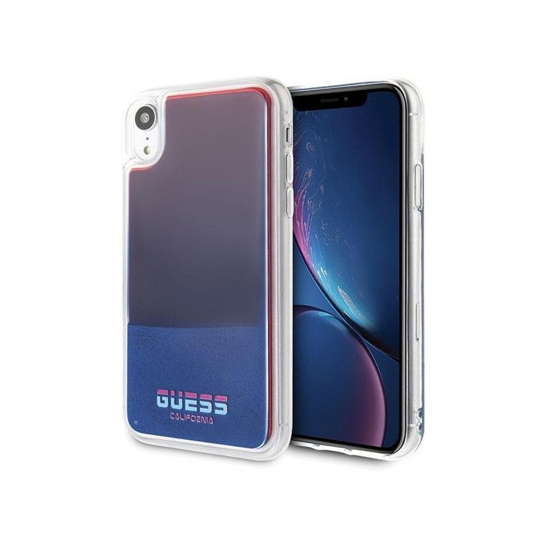 Guess California Glow tamsiame dėkle, skirta iPhone Xr – raudona Guess California Glow tamsiame dėkle, skirta iPhone Xr – raudona