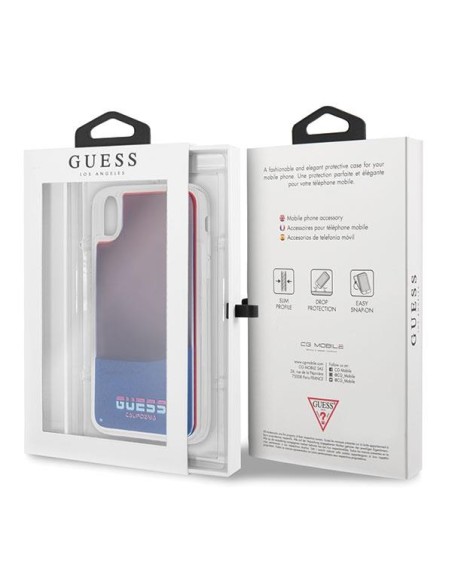 Guess California Glow tamsiame dėkle, skirta iPhone Xr – raudona Guess California Glow tamsiame dėkle, skirta iPhone Xr – raudona