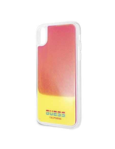 Guess California Glow tamsiame dėkle, skirta iPhone X / Xs - rožinė Guess California Glow tamsiame dėkle, skirta iPhone X / Xs - rožinė