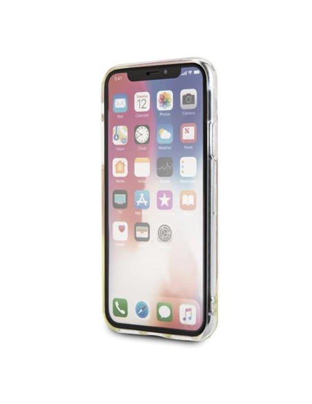 Guess California Glow tamsiame dėkle, skirta iPhone X / Xs - rožinė Guess California Glow tamsiame dėkle, skirta iPhone X / Xs - rožinė