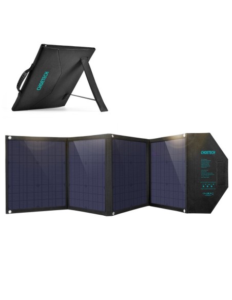 Didelis 80 W sulankstomas saulės įkroviklis DC USB C 2xUSB PD QC juodas Didelis 80 W sulankstomas saulės įkroviklis DC USB C 2xUSB PD QC juodas