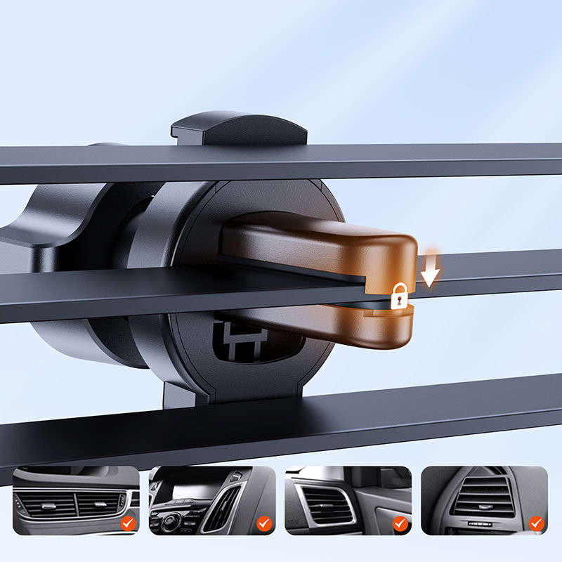 Juodas automobilinio telefono laikiklis orlaidei