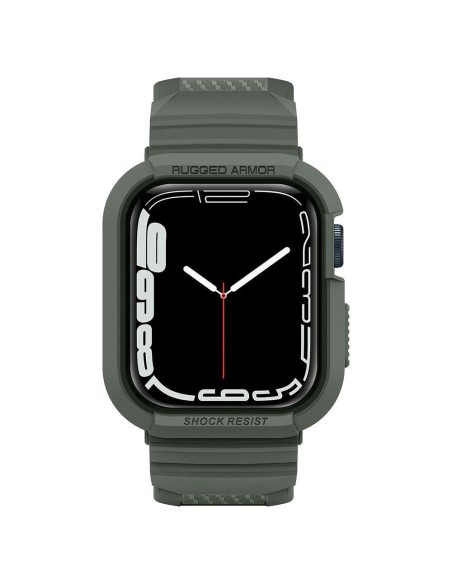 Spigen Rugged Armor Pro dėklas su dirželiu, skirtas Apple Watch 4/ 5/ 6/ 7/ 8/ SE (44/ 45 mm) – žalias