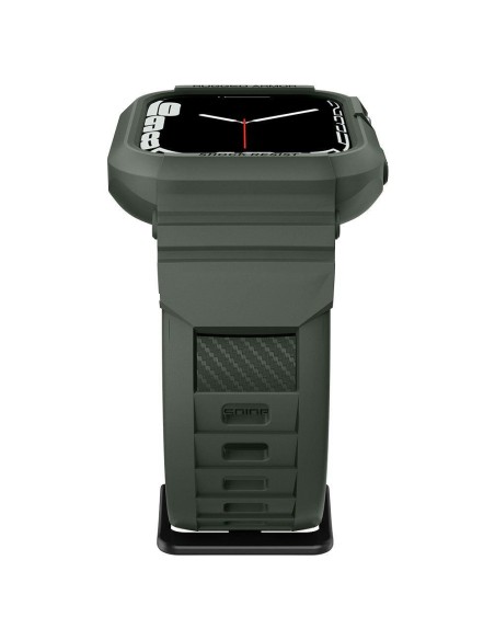 Spigen Rugged Armor Pro dėklas su dirželiu, skirtas Apple Watch 4/ 5/ 6/ 7/ 8/ SE (44/ 45 mm) – žalias