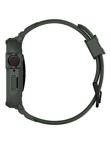 Spigen Rugged Armor Pro dėklas su dirželiu, skirtas Apple Watch 4/ 5/ 6/ 7/ 8/ SE (44/ 45 mm) – žalias