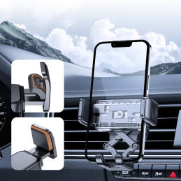 Juodas automobilinio telefono laikiklis orlaidei