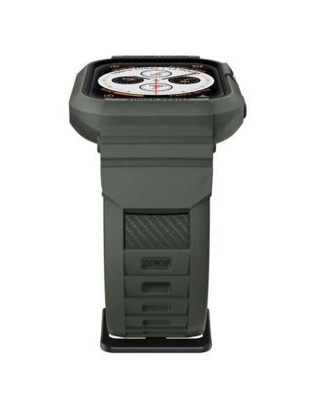 Spigen Rugged Armor Pro dėklas su dirželiu, skirtas Apple Watch 4/ 5/ 6/ 7/ 8/ SE (44/ 45 mm) – žalias