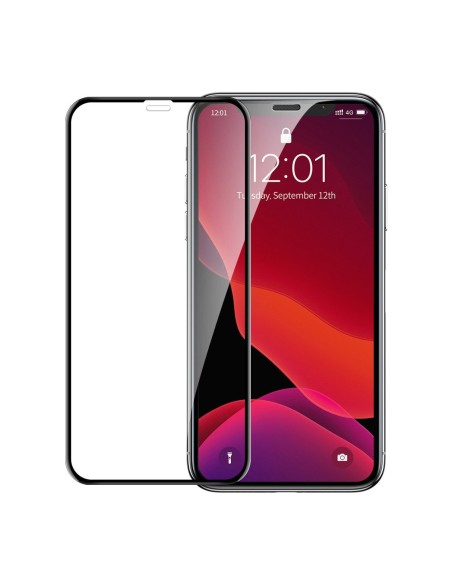 Baseus viso ekrano grūdintas stiklas su rėmeliu 0.23mm 9H iPhone 11 / iPhone XR 2 vnt + padėties nustatymo reguliatorius...