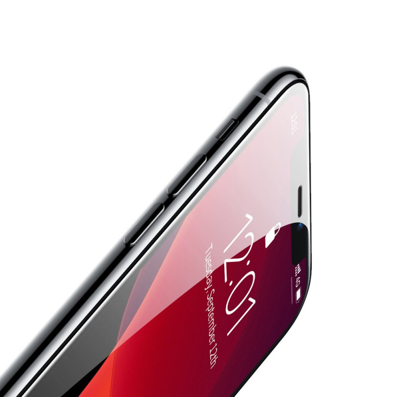 Baseus viso ekrano grūdintas stiklas su rėmeliu 0.23mm 9H iPhone 11 / iPhone XR 2 vnt + padėties nustatymo reguliatorius...